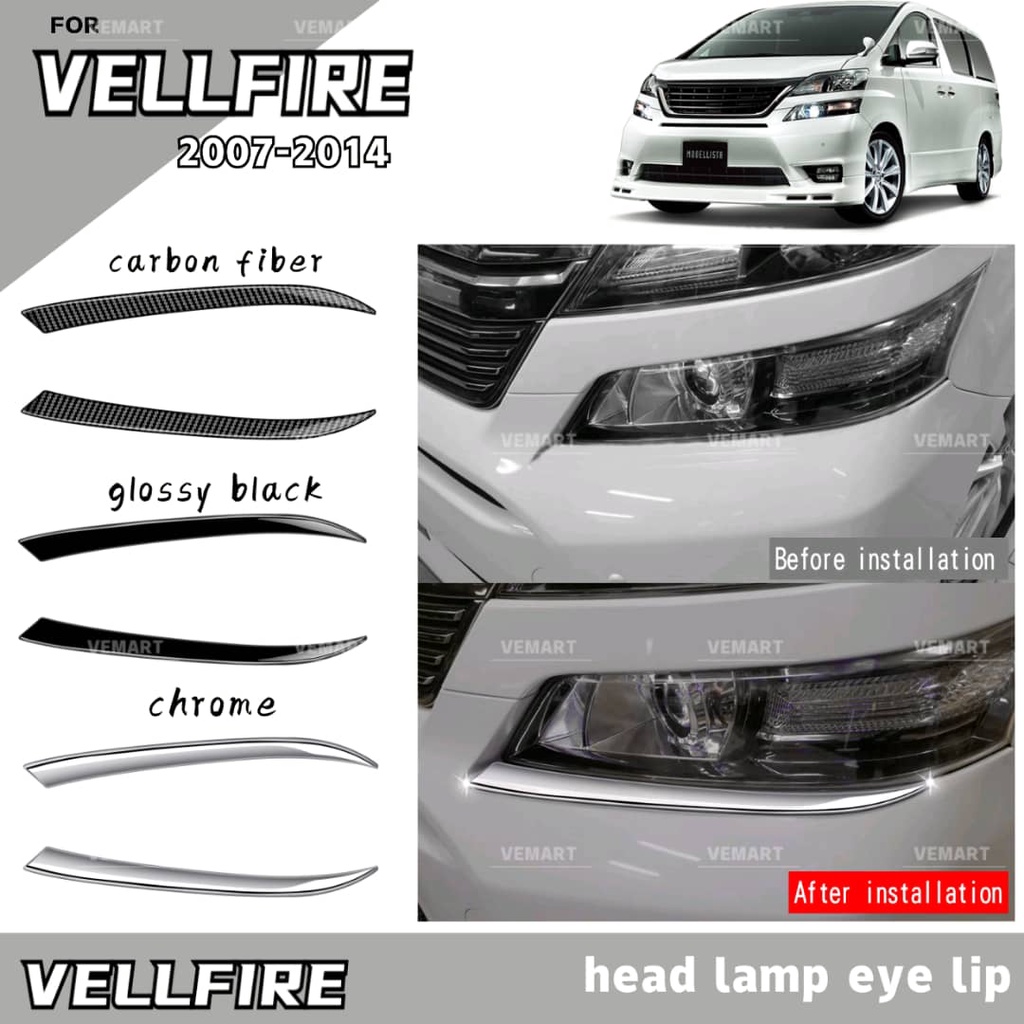 dac Toyota vellfire anh20 20122014 car head lamp eye lip cover