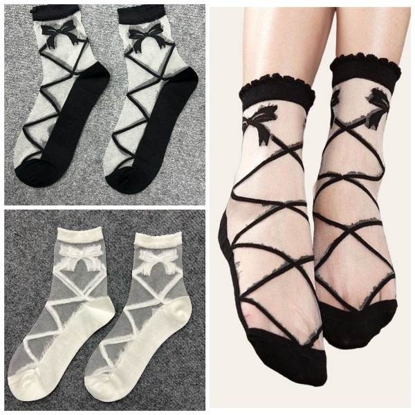 Women Silk Socks Fashion Lace Frill Ribbon SF-R612 | Shopee Malaysia