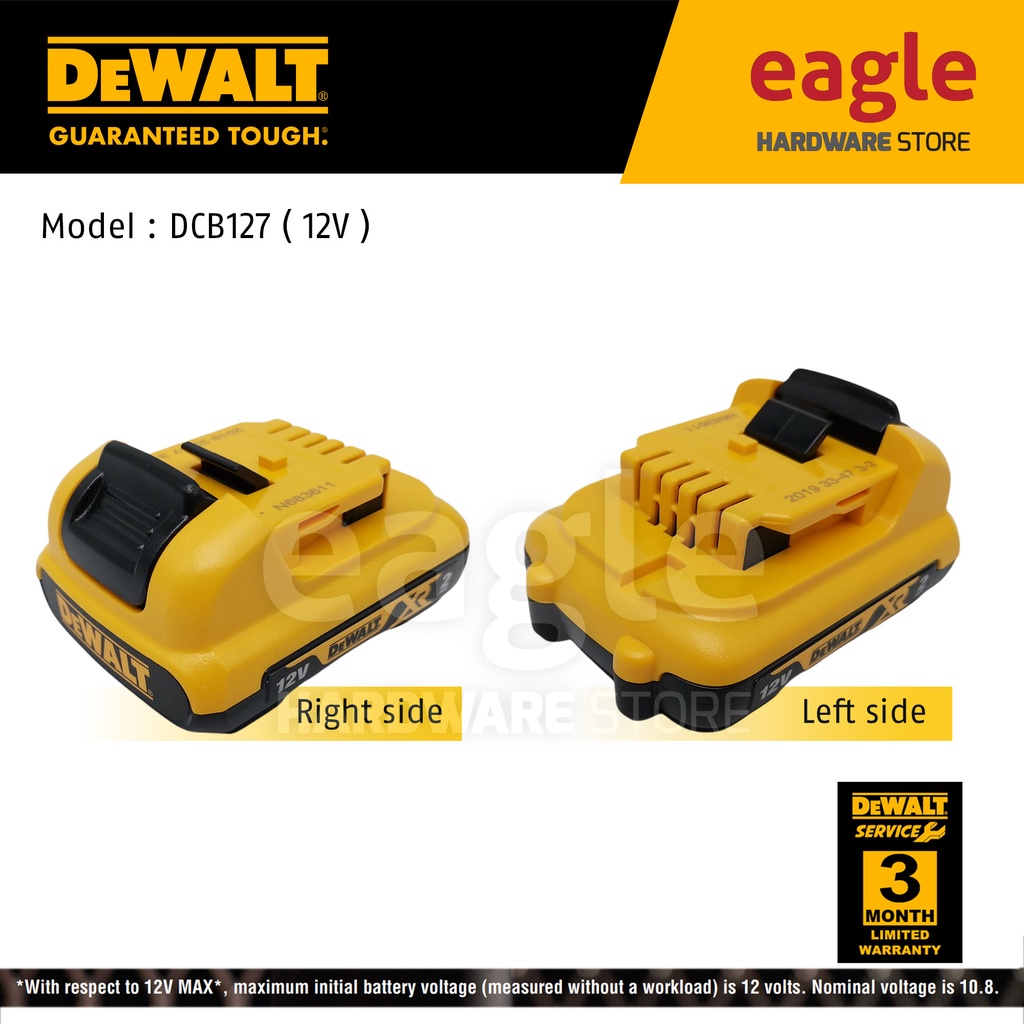 Dewalt DCB127 XJ 12V 2.0 Ah Li Ion Battery Pack 1pc DCB127