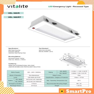 Vitalite LED Emergency Light VEL330/S VEL360/R VELR/75/115/R Keluar ...