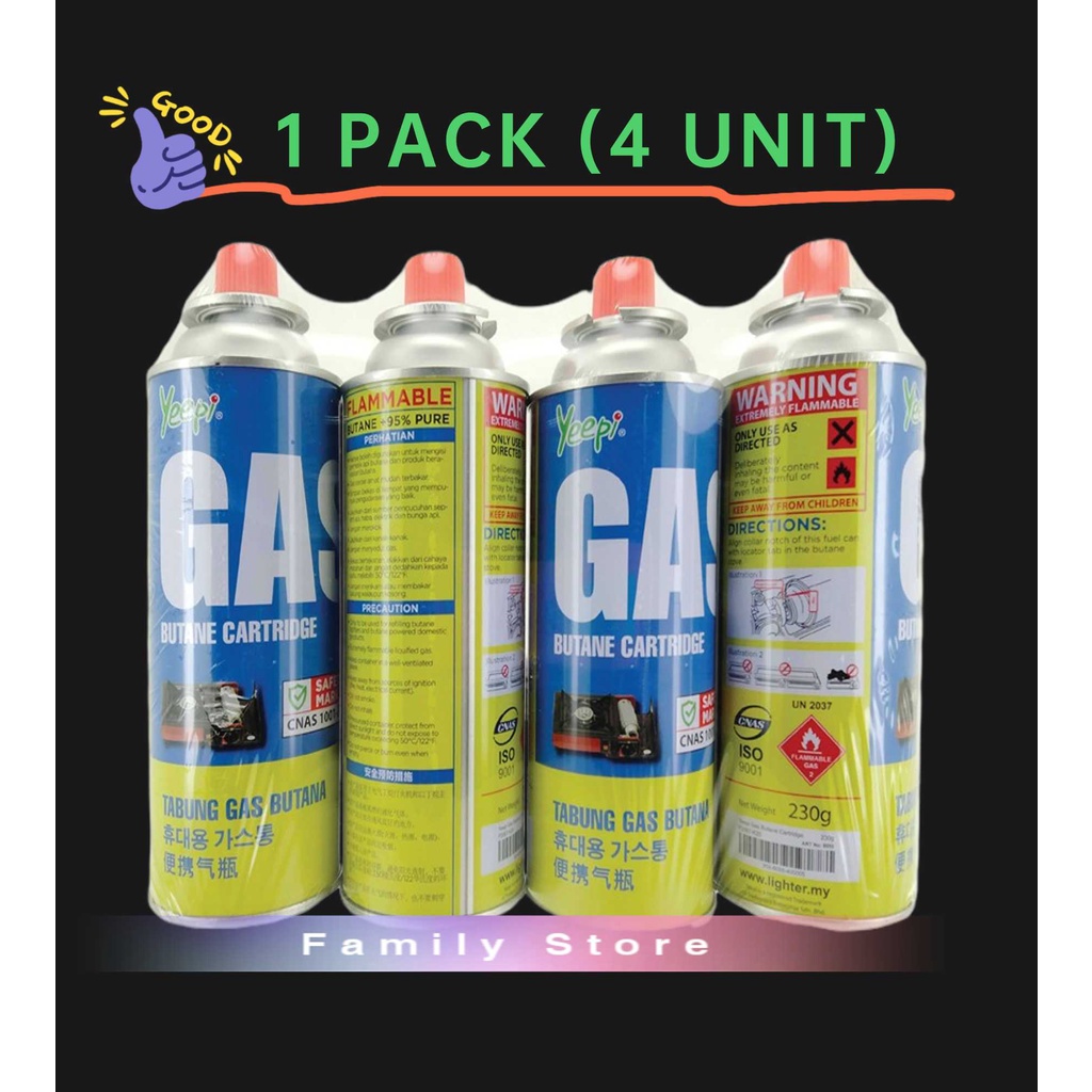 4 Bottle YEEPI Butane Gas Cartridge/ Gas/ Gas kecil/Gas steambot/Gas