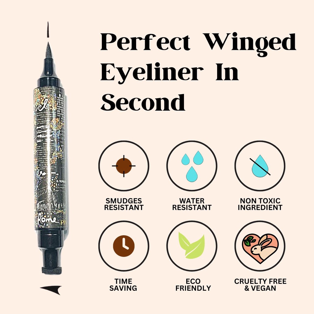 PINK KEY Eyeliner Magic & Eye Wing Stamp Original Miss Rose Cmaddu