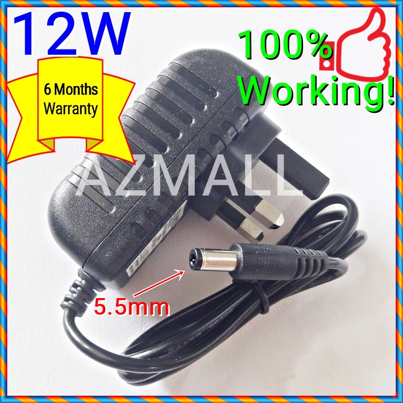 (12W) 12V/1A NEW ORI Charger Power Adapter with 5.5mm Charging Pin for ...