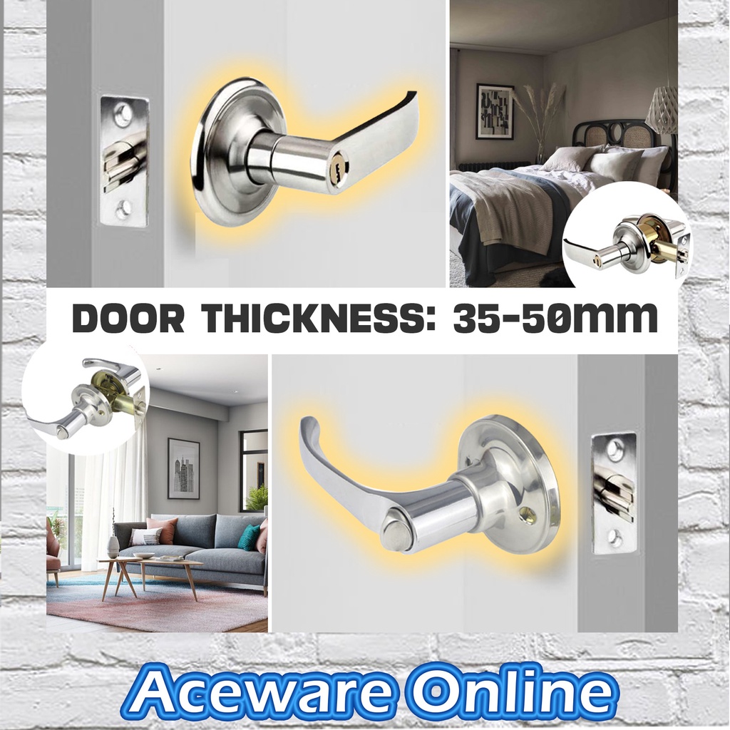 TUBULAR RIM LOCK DOOR HANDLES LOCK SET ENTRANCE INDOOR 3 KEYS BEDROOM 6070MM BACKET 3550MM