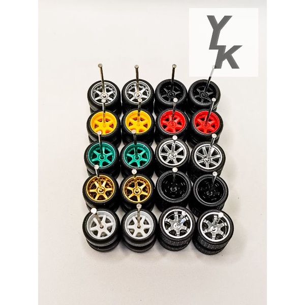1/64 Tayar Getah Rim TE37 & 6 spoke & 7 spoke Hot Wheels murah Rubber ...