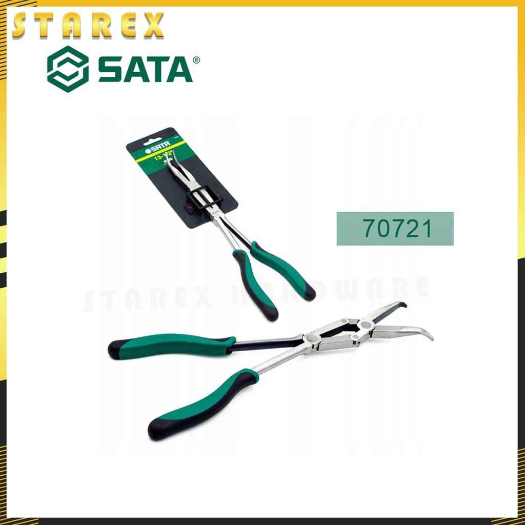 SATA Straight Body Double X-Pliers, With Green Handles & A Long-Nose Design For Access In Tight Spaces - ST70711, 45° Tip