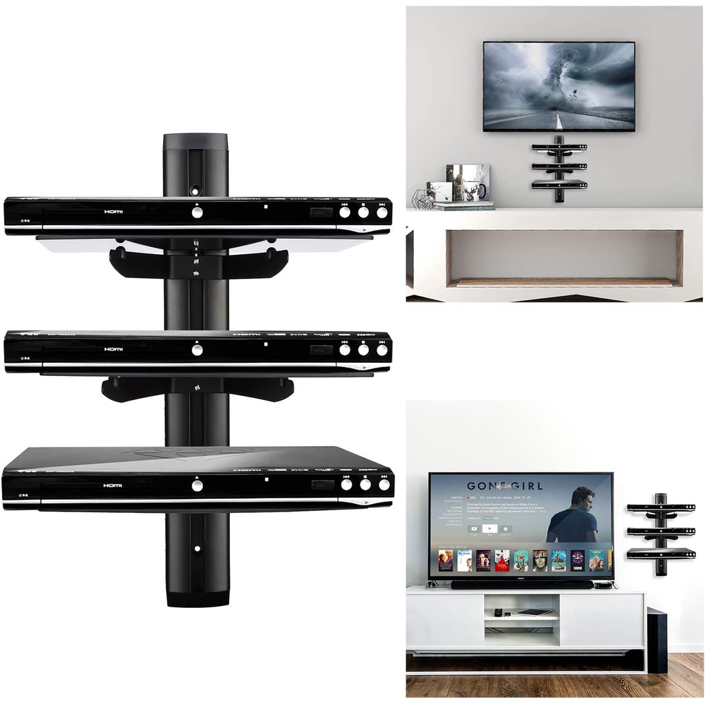 3Tier Wall Mounted Floating Glass Shelf for DVD Set X BOX AV TV