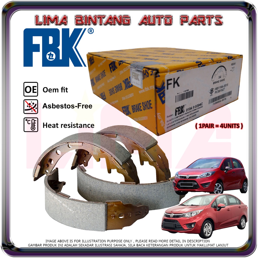Proton Iriz , Persona VVT Rear Brake Drum Shoe , Brake Lining Shoes FBK