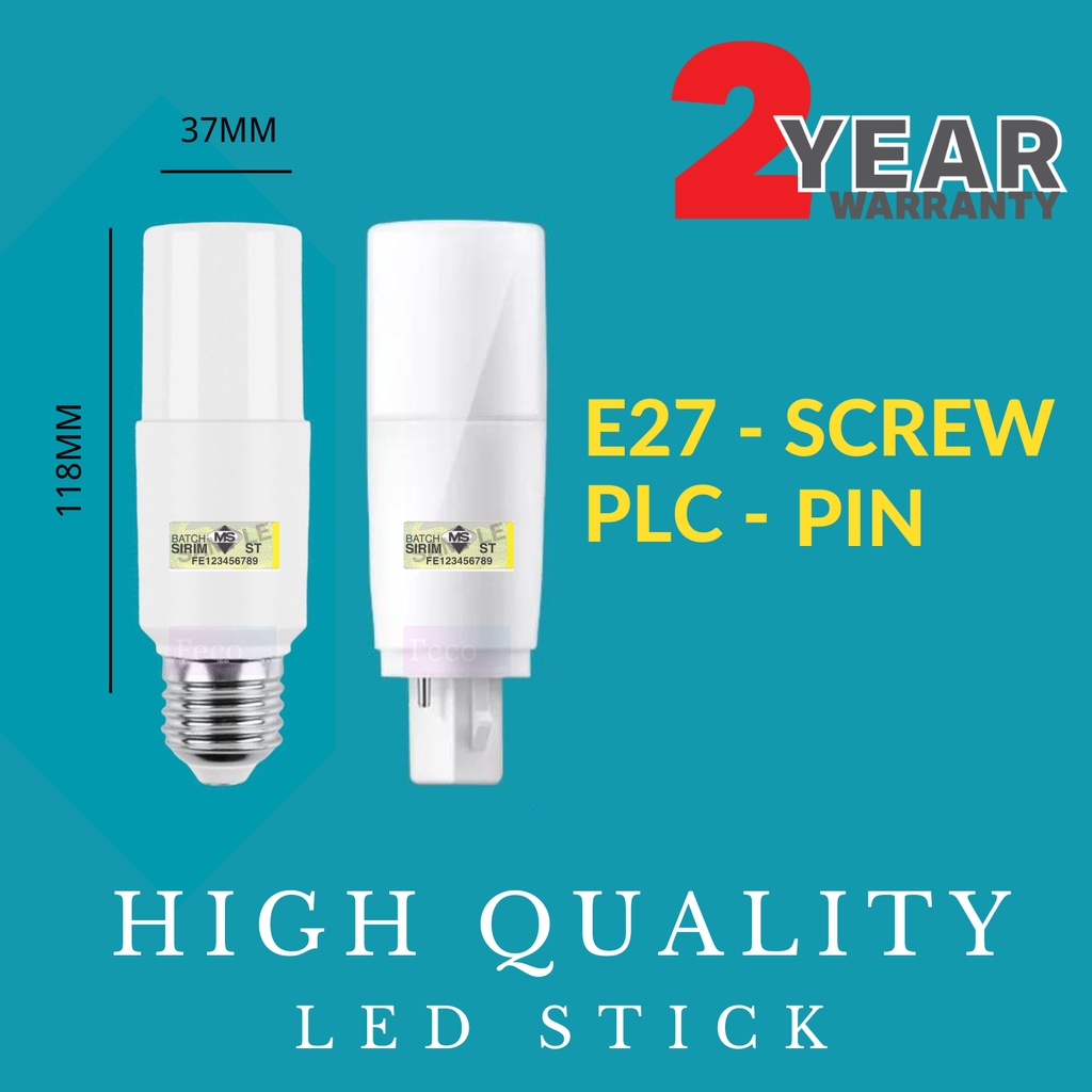 [SIRIM] LED Stick Bulb E27 PLC 9W 15W 20W Energy Saving Mentol Lampu ...