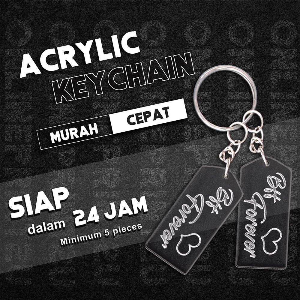 (No MIN ORDER) Keychain Acrylic Custom Name Engrave Keychain Budjet