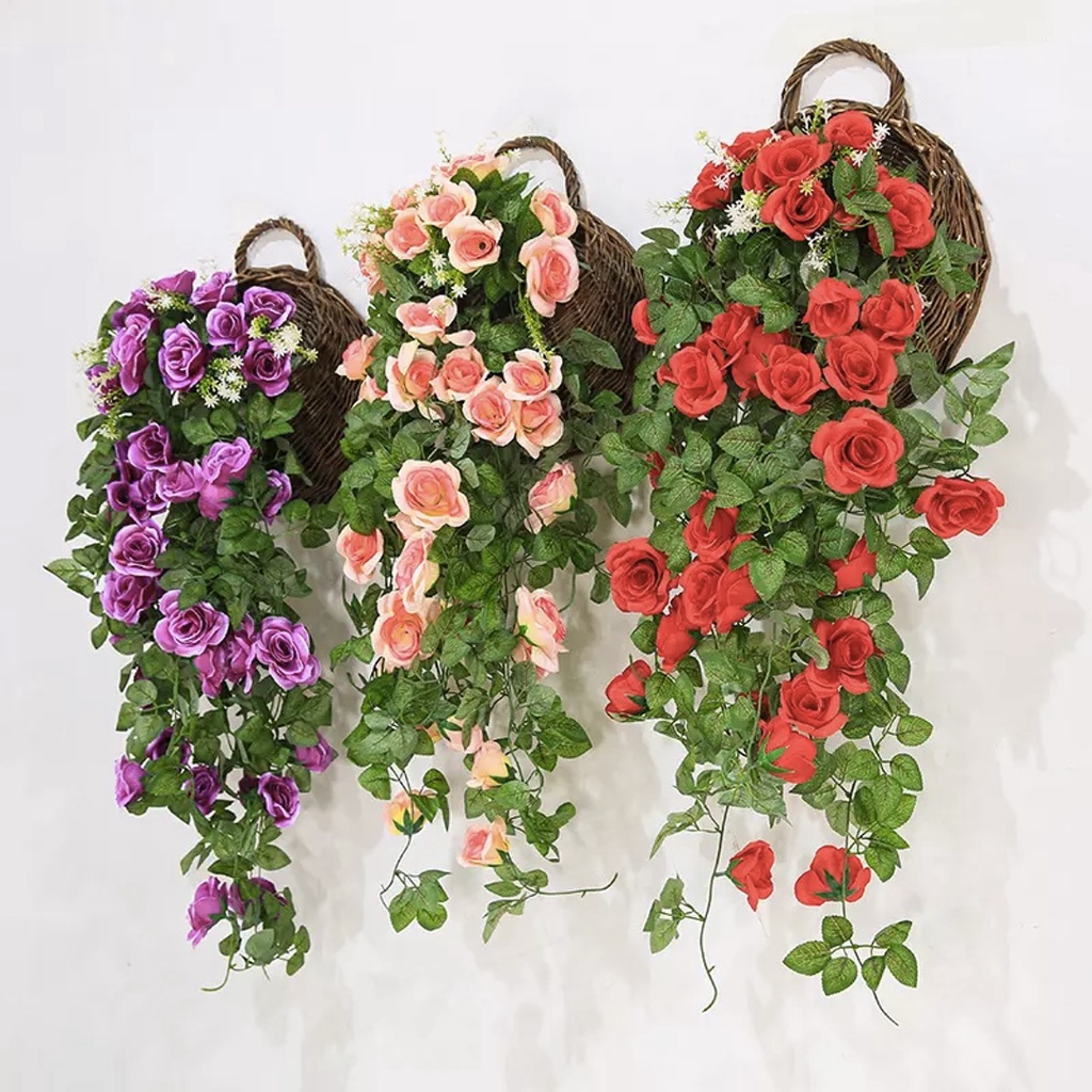 100cm Artificial Silk Rose Flower Vine Garland | Artificial Hanging ...