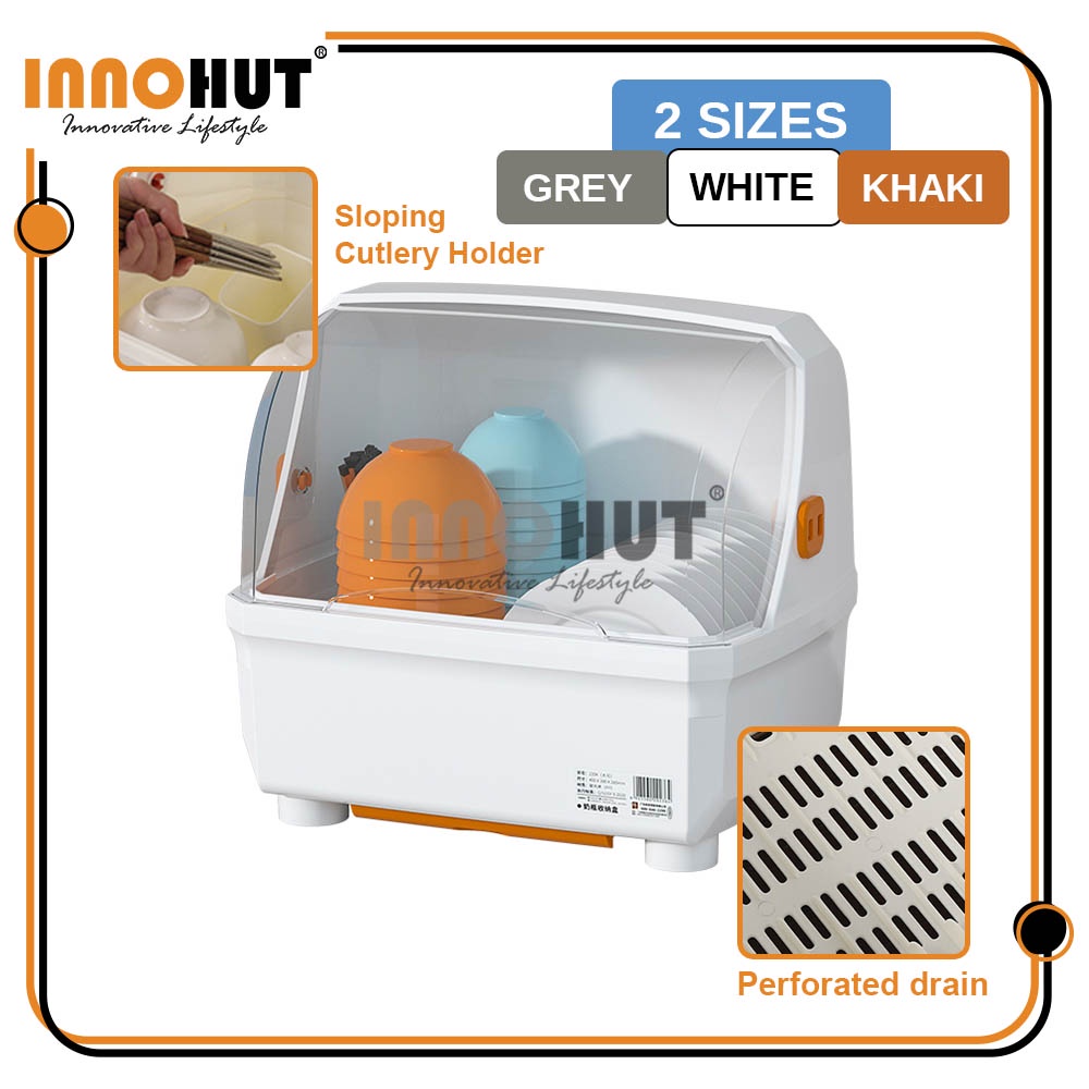Innohut Kitchen Dish Rack Storage Box With Cover Dish Drainer Rack ...
