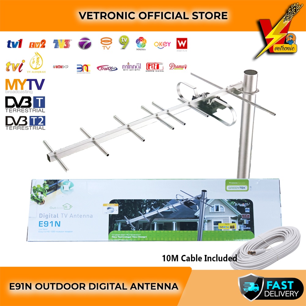 E91N Outdoor Digital Antenna MYTV MyFreeview DVBT DVBT2 Antena Luar