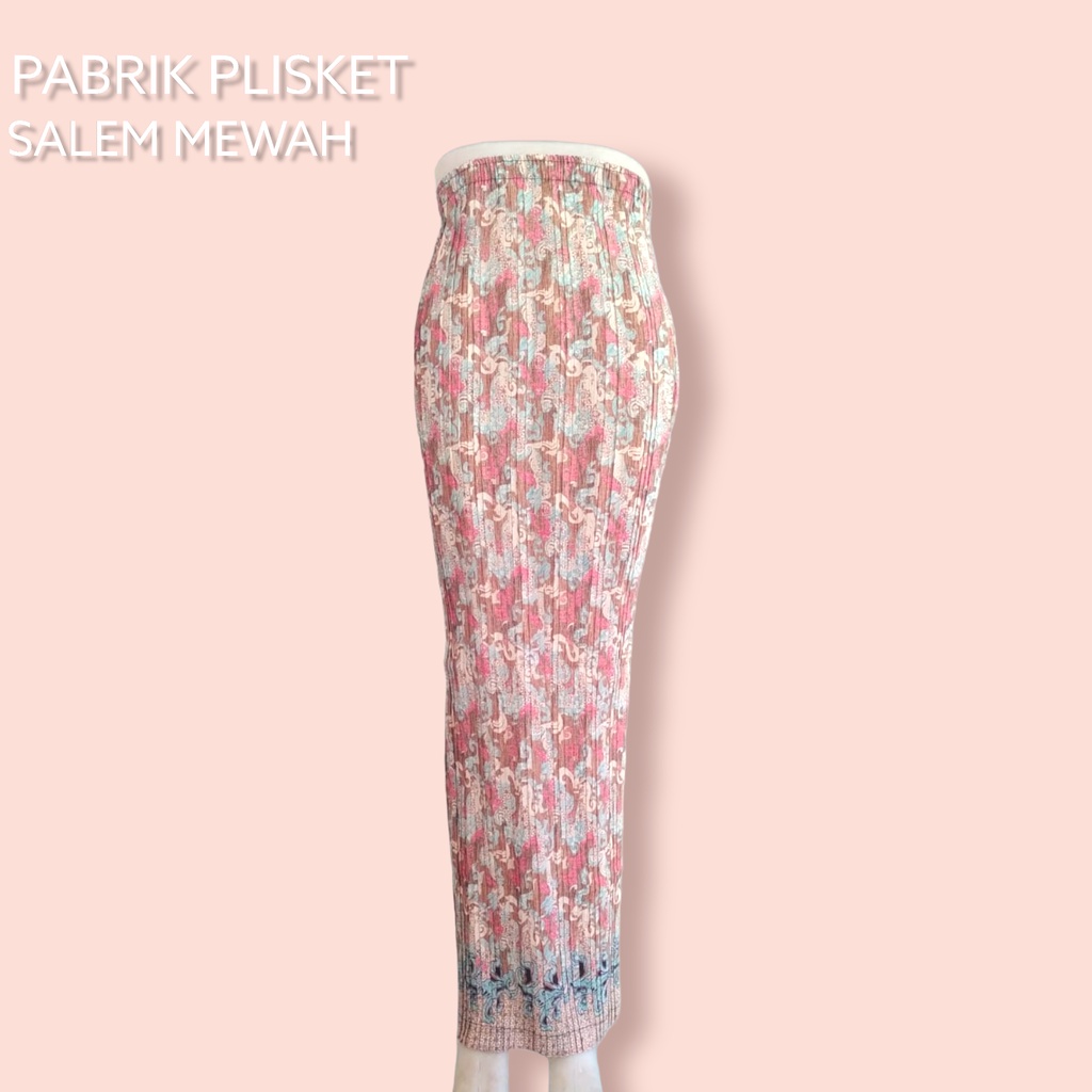 Batik pleated shirt with skirt set