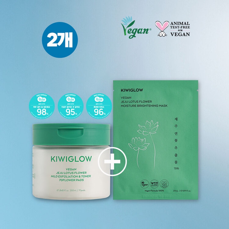 [Kiwiglow] Vegan jeju lotus flower mild exfoliation Toner 70Pads
