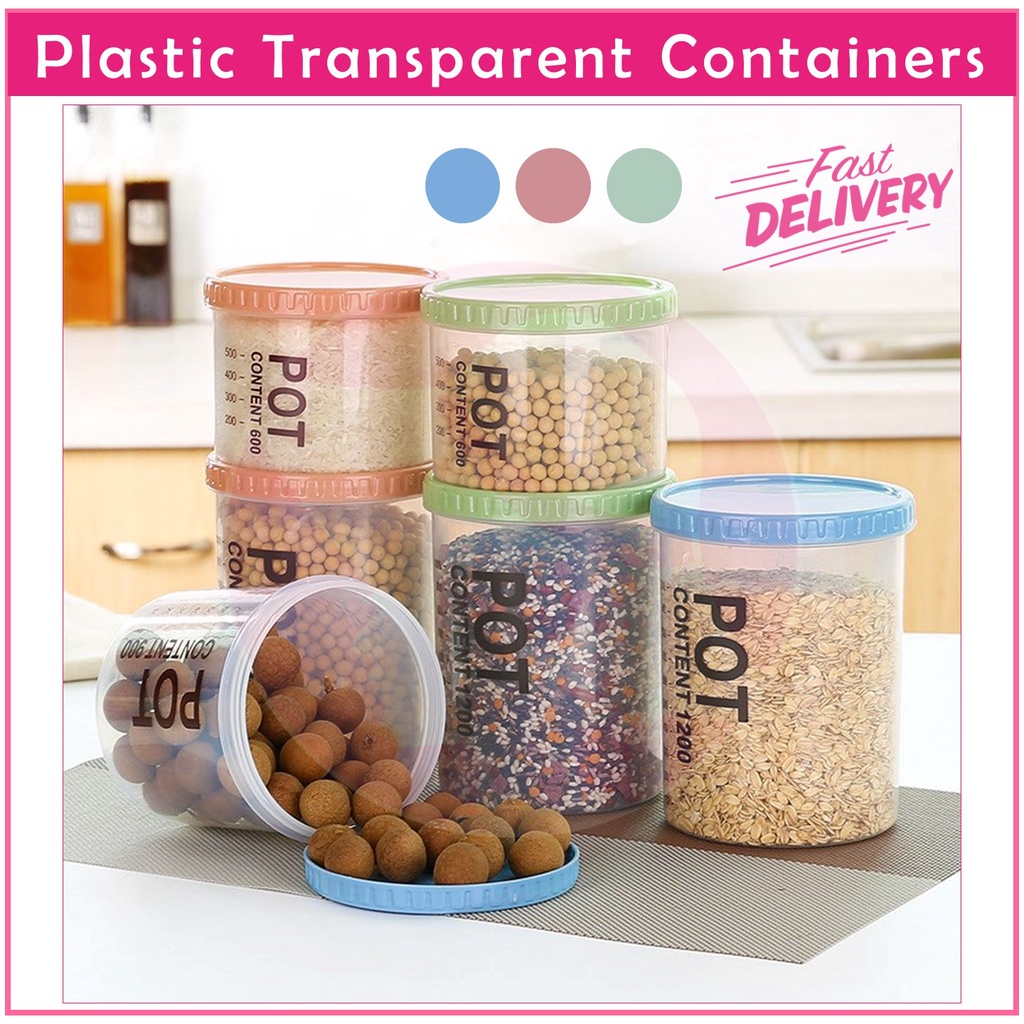 Plastic Transparent Sealed Containers Kitchen Food Beans Nuts Storage ...