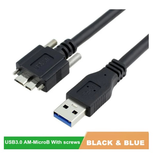 USB3.0 Cable Type A To Micro B Male Screw Mount Lock USB 3.0 Connection ...