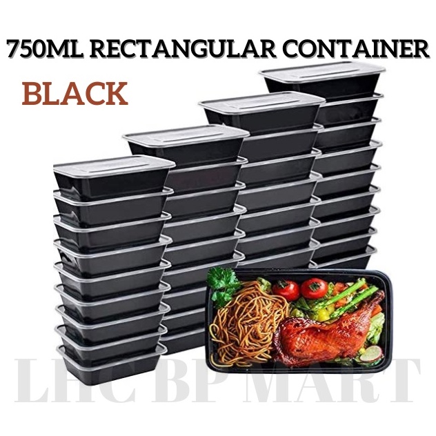 [LHC] 750ML DISPOSABLE BLACK PLASTIC CONTAINER (50PCS) / BEKAS PLASTIK ...