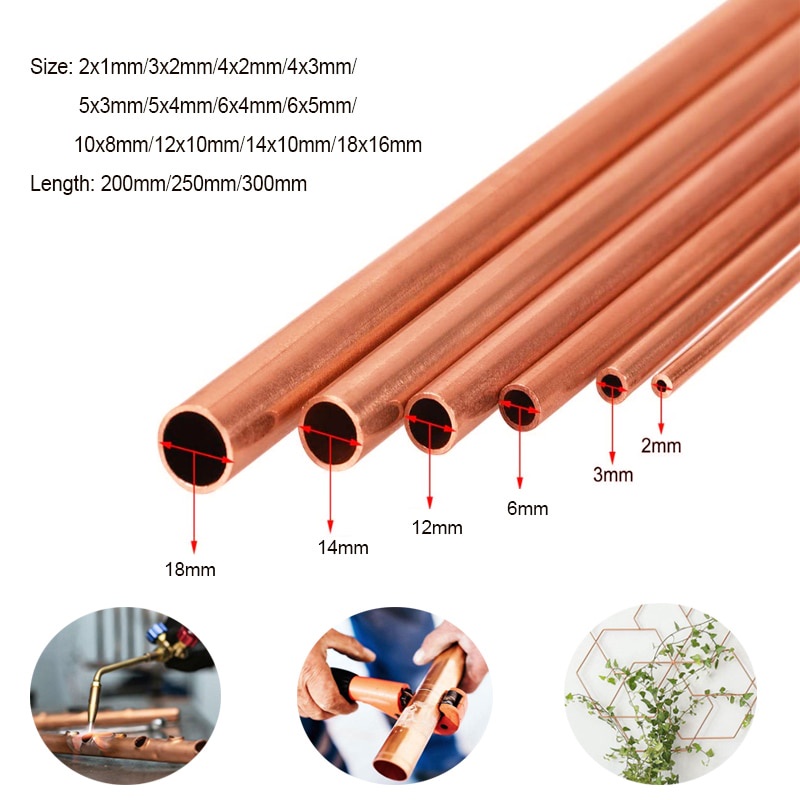 Copper Tubes Rod 1-16mm Internal Diameter 300mm/200mm/250mm Long