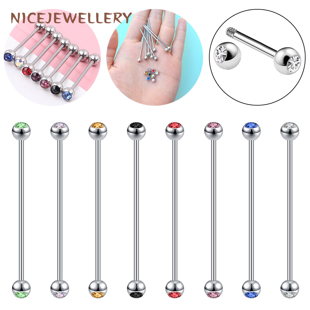 1 PC Crystal Industrial Barbell Piercing Stainless Steel Cartilage Ear
