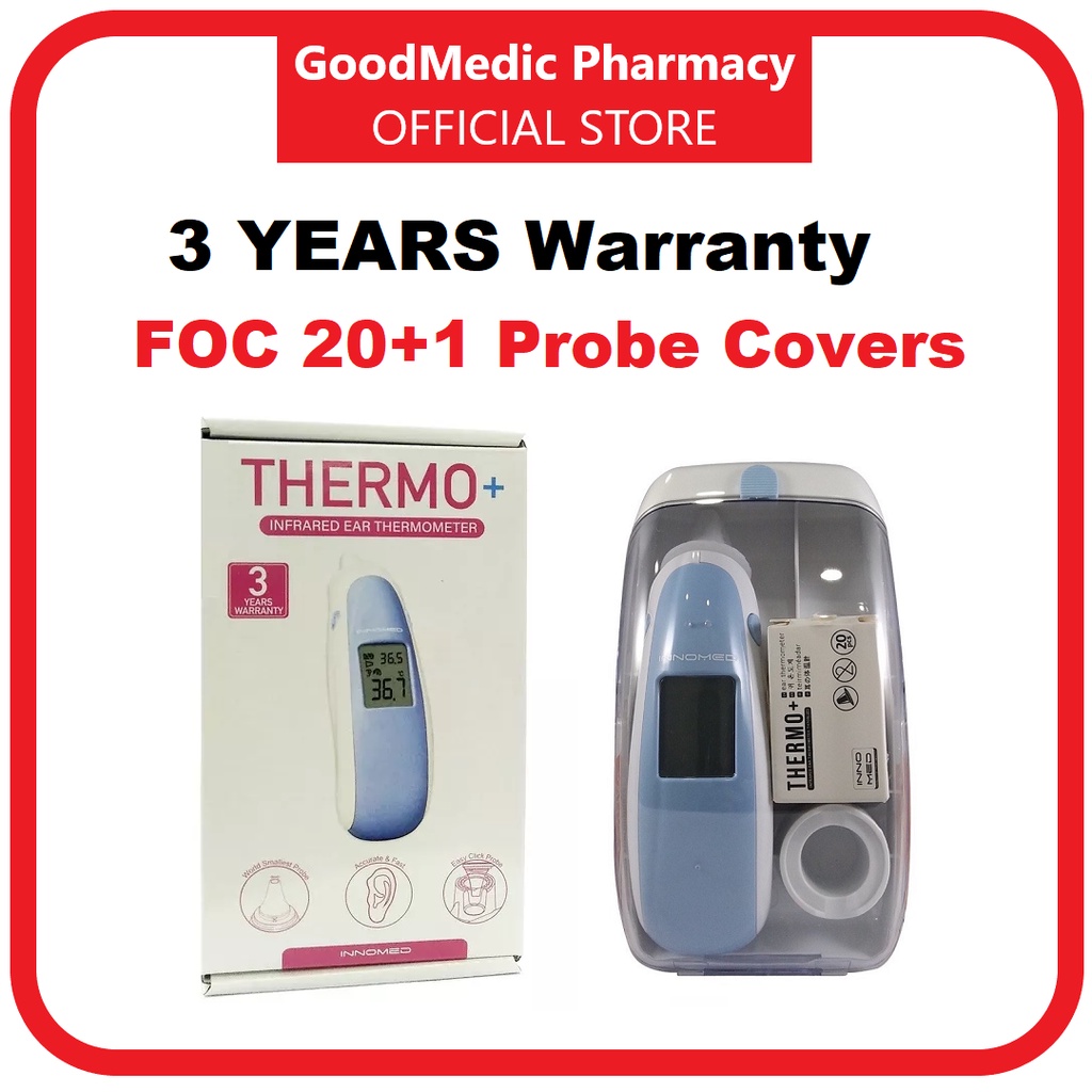 Innomed Thermo+ Infrared Ear Thermometer TH709L FREE 20 Probe Covers (3