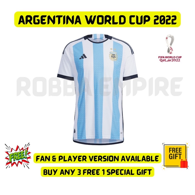 Argentina Jersey World Cup 2022 Home & Away Fan Issue Kit Original 2022