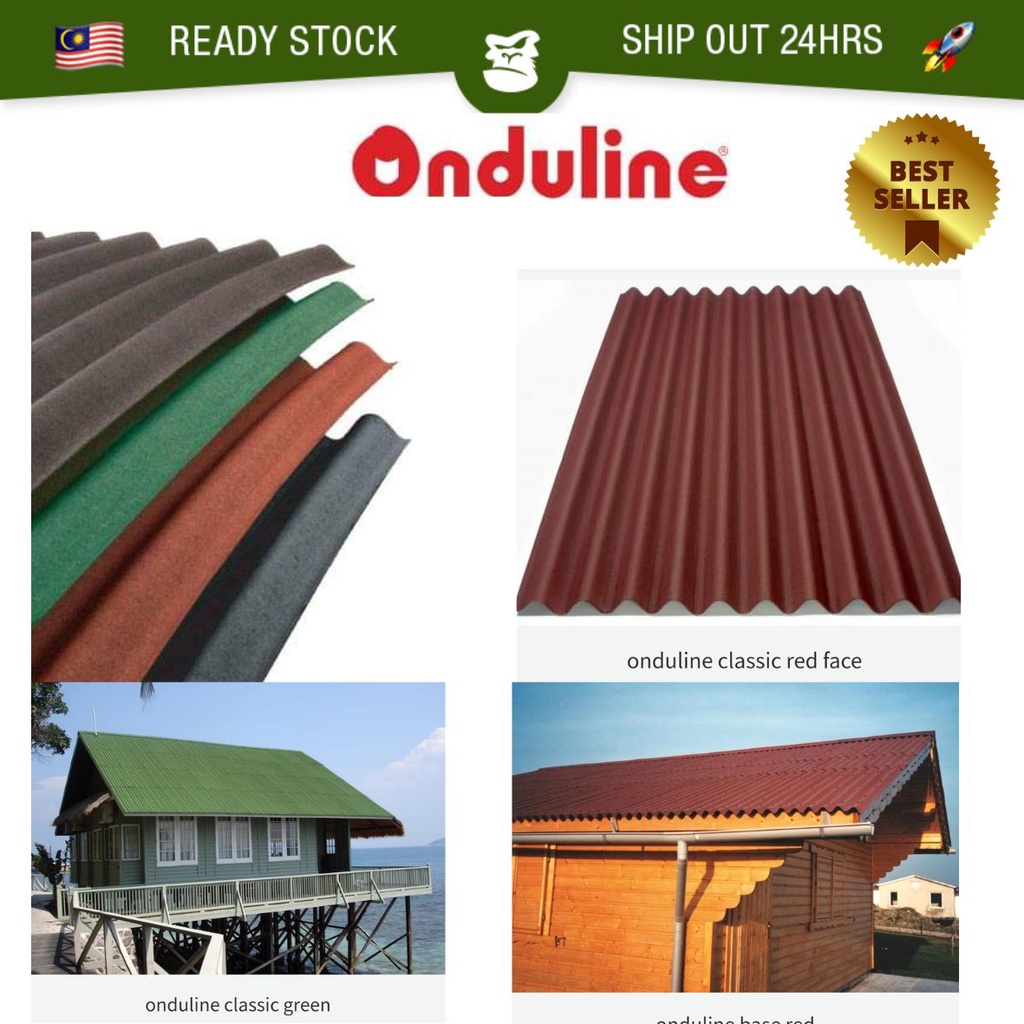 ONDULINE Roof Fibre Roofing 1Mx2M Corrugated Sheet Ridges Cap Red Black
