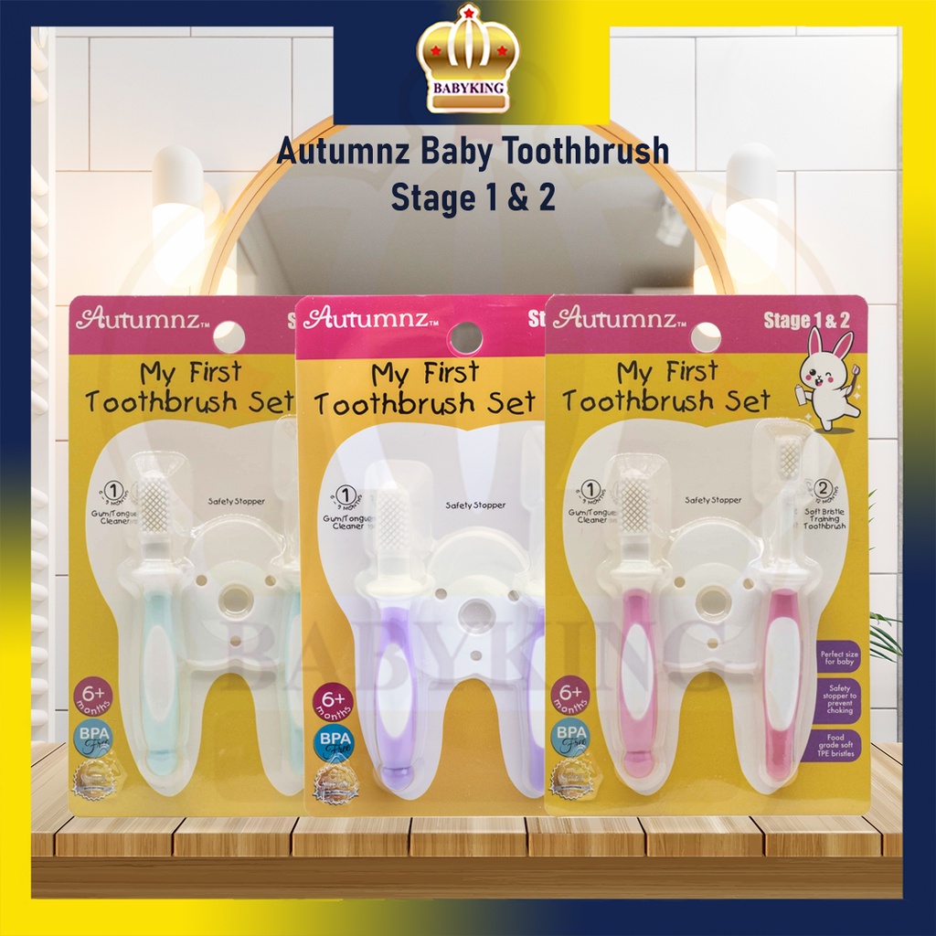 Original Autumnz My First Toothbrush Set (Stage 1 & 2) Baby Toothbrush