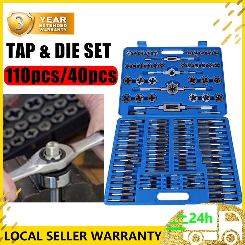 110Pcs Hand Tap and Die Set Metric Tap Die Set Hand Threading Tool ...