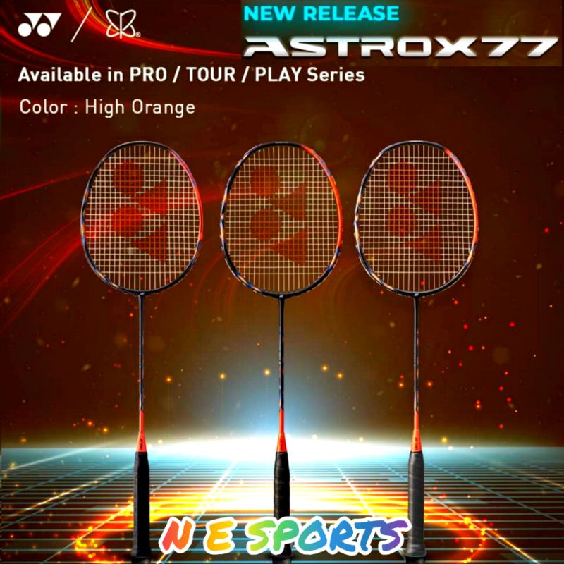 Yonex Astrox 77 Pro Tour Play New Shine Red & Shine Yellow Badminton Racket  4U