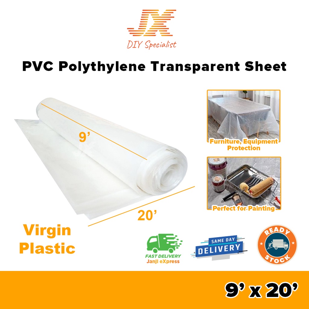 Multipurpose Plastic Sheet 9' X 20' Drop Plastic Protective Sheet Dust ...