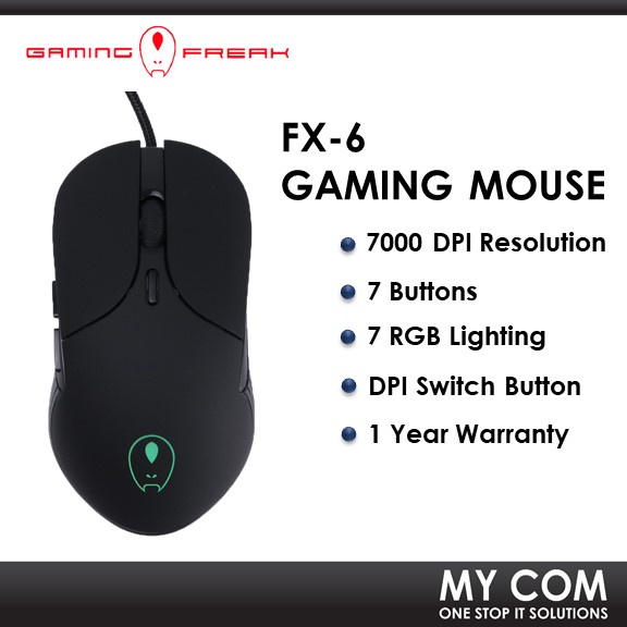 Gaming Freak FX6 RGB 7000 DPI 7 Buttons USB Wired Gaming Mouse