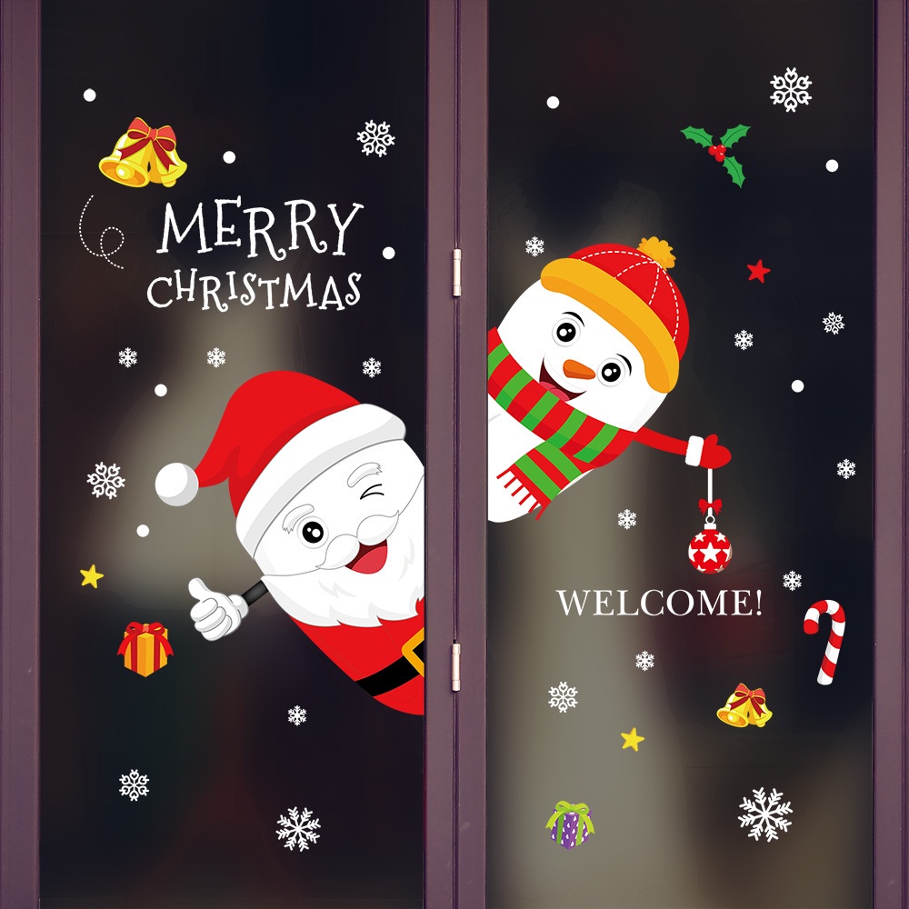 Christmas Window Stickers Santa Claus Pendant Shop Window Glass Door ...