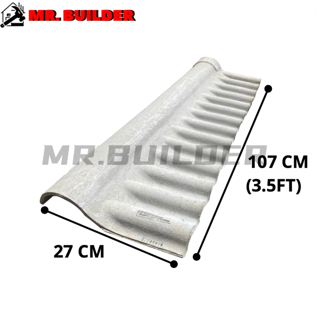 MR. BUILDER Fluted Ridges Corrugated Asbestos Sheet Roof Tile Fitting ...