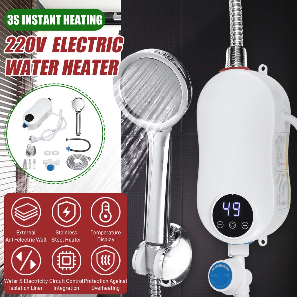 IPX4 Mini Water Heater Electric Tankless Instant Hot Water Heater 5500W