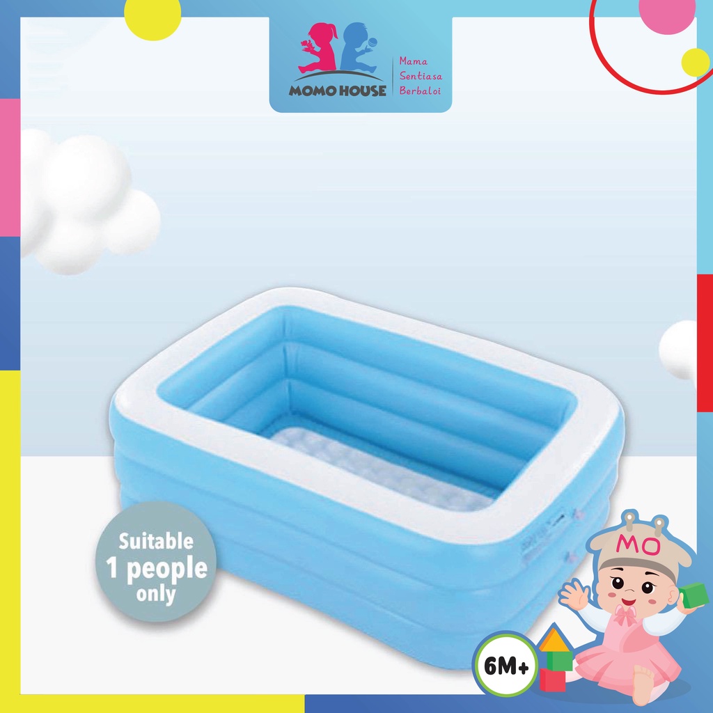 (L)130x(W)90x(H)48cm Inflatable 3 Rings Swimming Pool without Pump