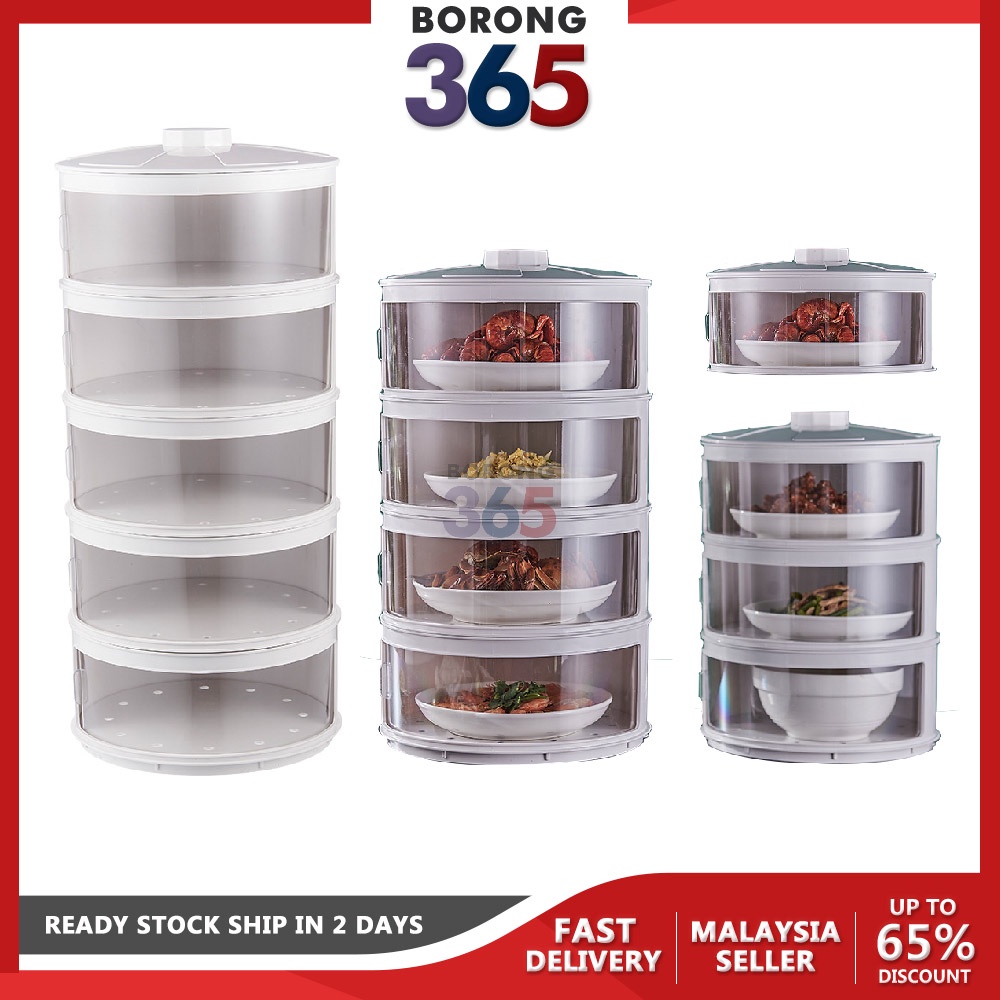 Borong365 Transparent Insulated Round Shape Stackable Keep Food Fresh ...