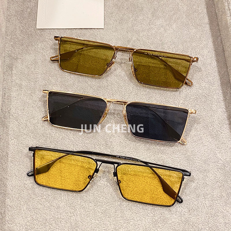TikTok 2022 Fashion eyewear Shades Rectangular metal frame Sunglasses
