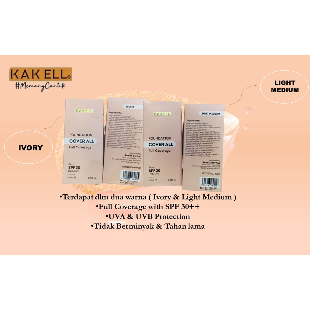 KAK ELL COVER ALL FOUNDATION 30ML Shopee Malaysia