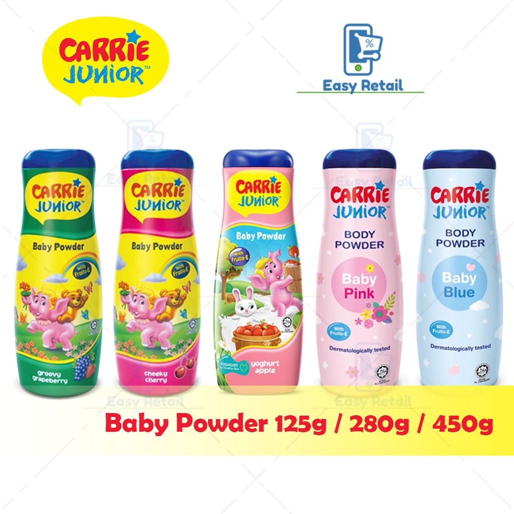 Carrie Junior Baby Powder / Talc / Talcum / Bedak 125g , 280g & 450g ...