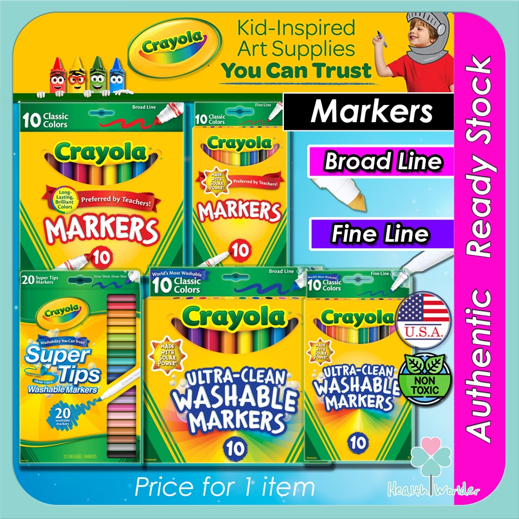 Original Crayola Ultra Clean Washable 12 ct Color Broad Line Marker