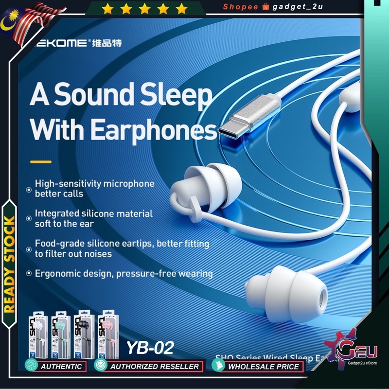 Wekome Wk Design Shq Series Yb02 Type C Wired Sleep Earphone And Ip Wired Sleep Earphone Hifi 