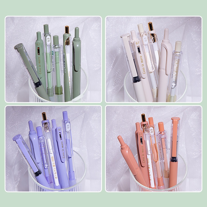 6 Pcs 0.5mm Various Nib Simple Light Luxury Series Retratctable Pen ...