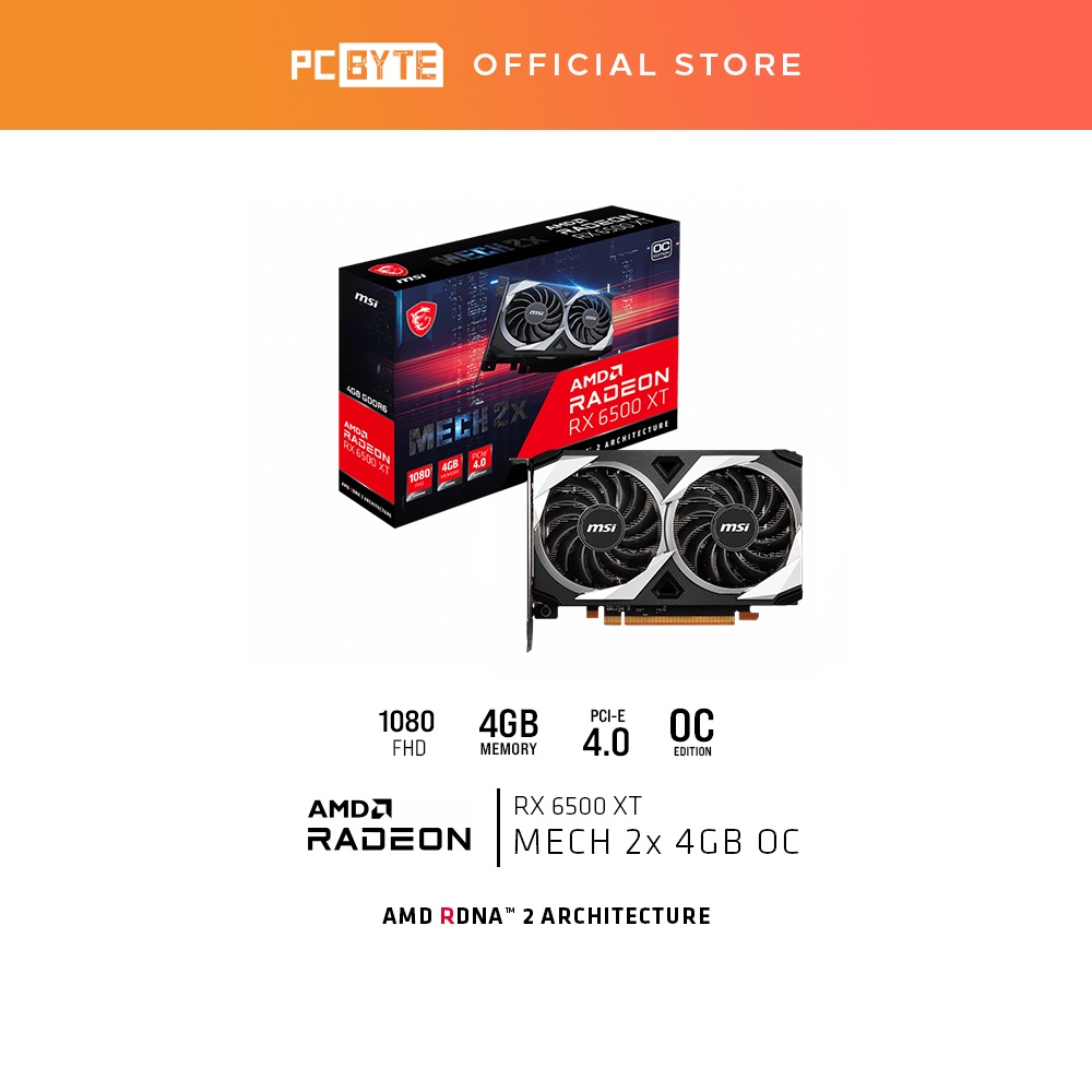 MSI AMD Radeon RX 6500 XT MECH 2X OC 4GB GDDR6 Graphic Card [OC Edition ...