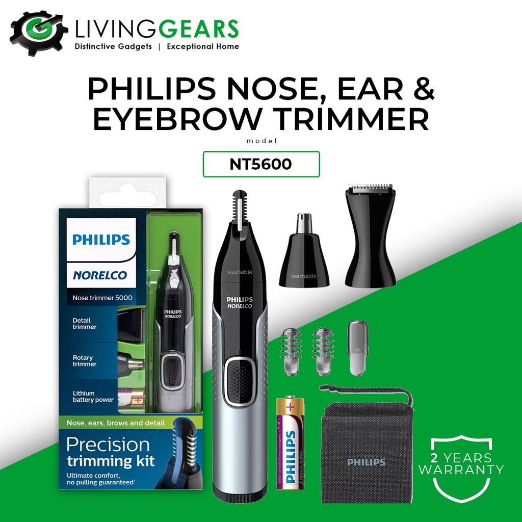 Philips Washable Nose Trimmer Battery Powered Nt5650 Nt3160 Nt3650