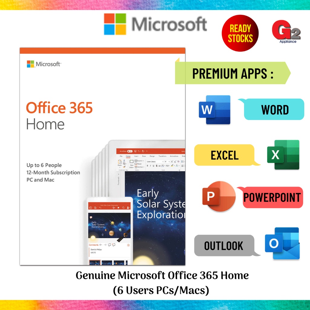 GENUINE MICROSOFT OFFICE 365 Home (6 USER)/PERSONAL (1 USER/1 YEAR)/PERSONAL  (1 USER/1YEAR + 3 MONTH)