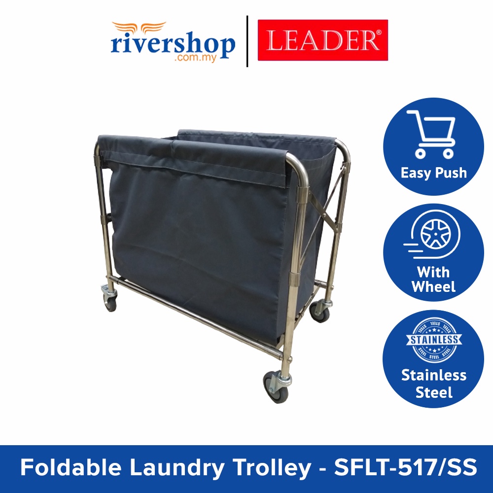 Leader Stainless Steel Foldable Laundry Trolley/ Linen Trolley Cart