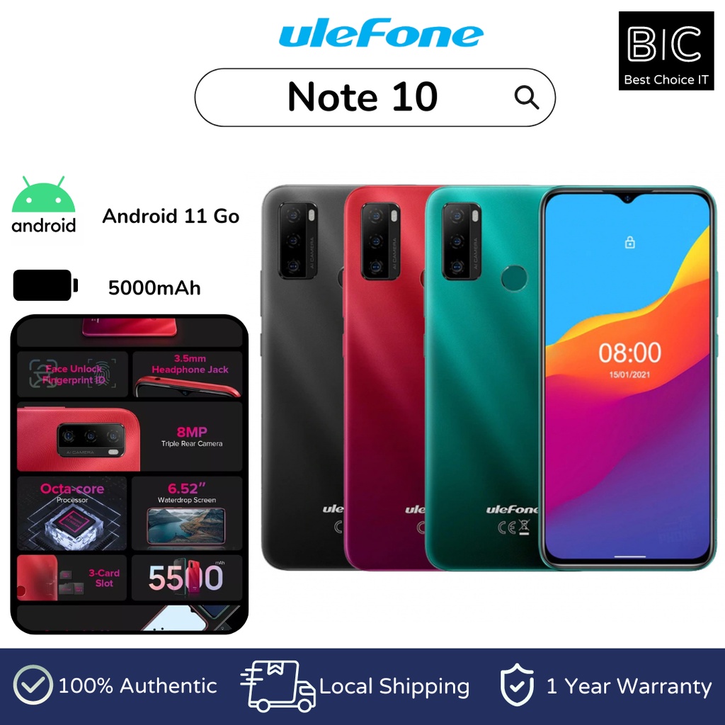 Custodia Per Ulefone Note 10 Trasparente + 2 Vetri Temperati – Silicone TPU Anti-ingiallimento, Protezione Completa