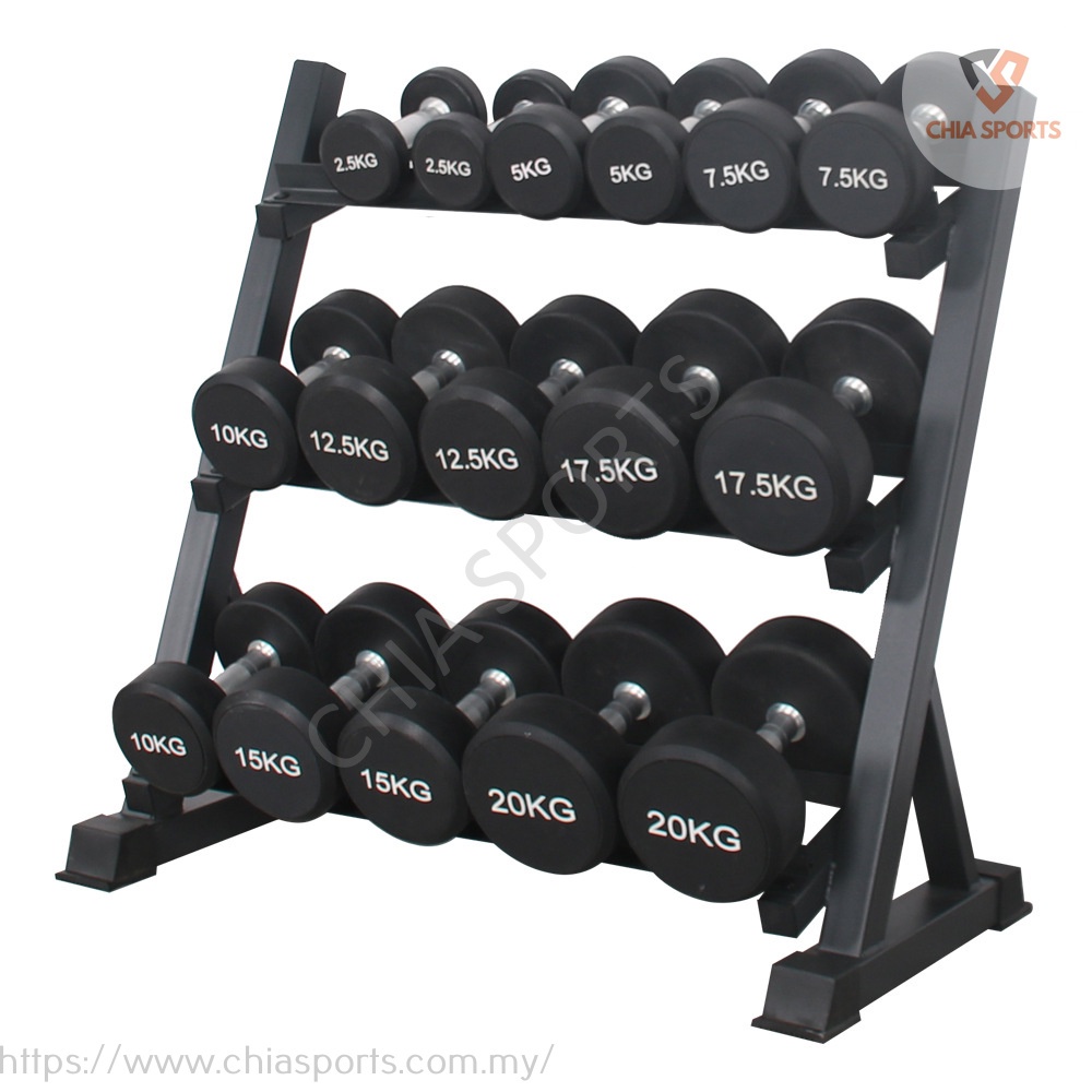 3 Tier Dumbbell Rack Max 1000lb Multilevel Weight Storage Horizontal