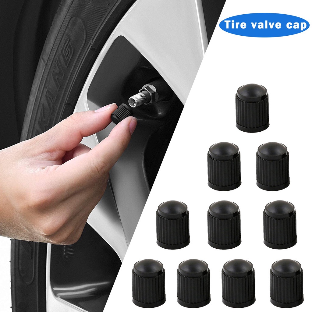 10Pcs Car Universal Tire Valve Stems Caps Black Plastic Air Nozzle Cap